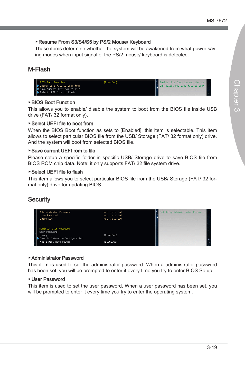 Chapter 3, M-flash, Securty | MSI P67A-GD80 (B3) Manual User Manual | Page 59 / 92