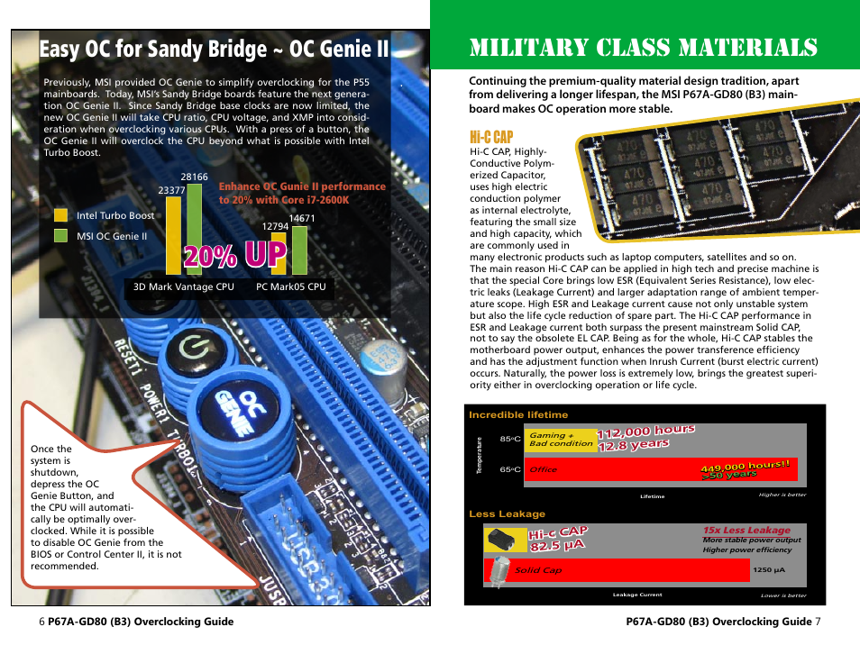 Military class materials, Easy oc for sandy bridge ~ oc genie ii, Hi-c cap | MSI P67A-GD80 (B3) OC Guide User Manual | Page 4 / 13