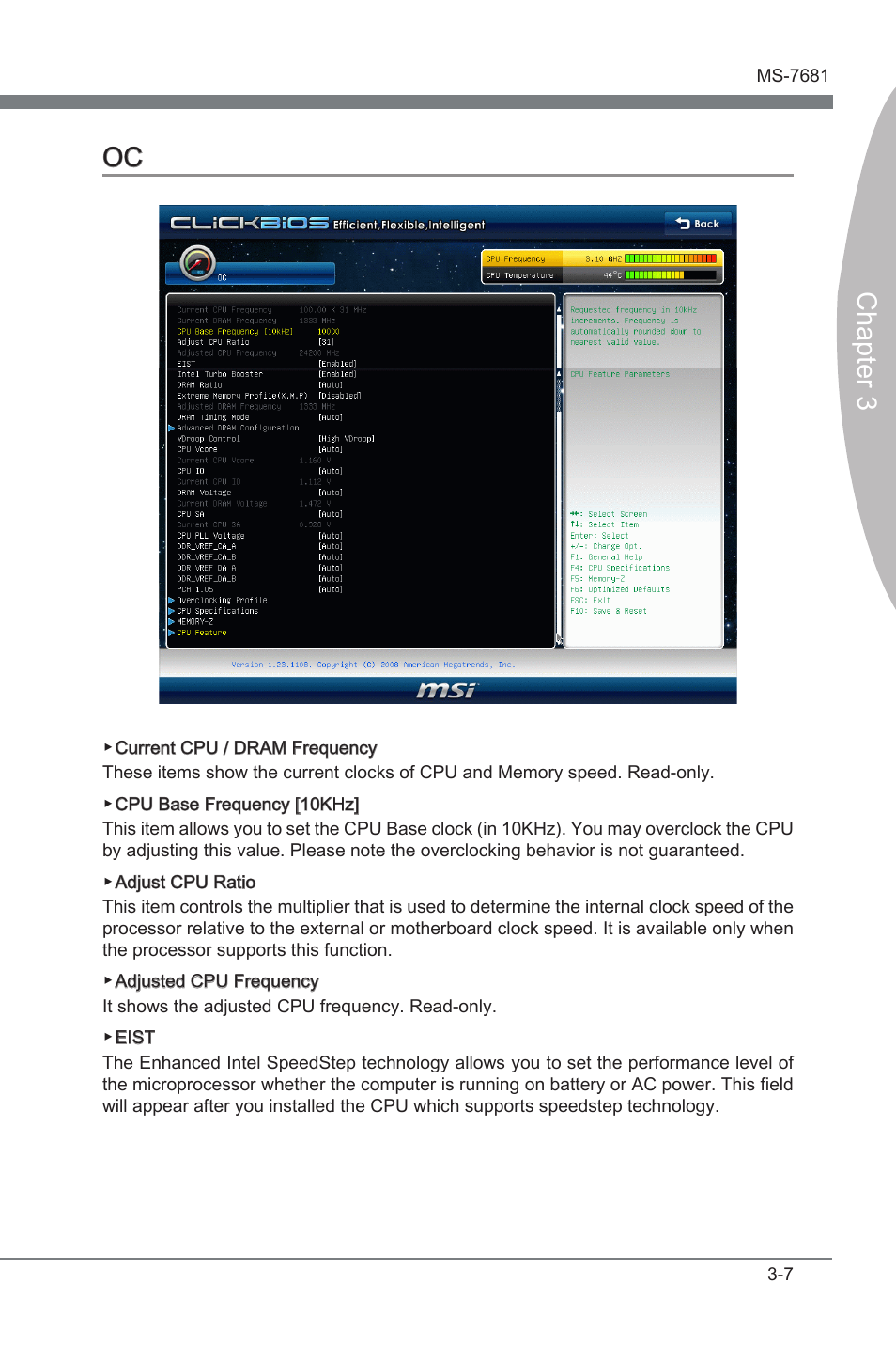 Oc -7, Chapter 3, Chapter 3 oc | MSI P67A-GD65 (B3) Manual User Manual | Page 47 / 110