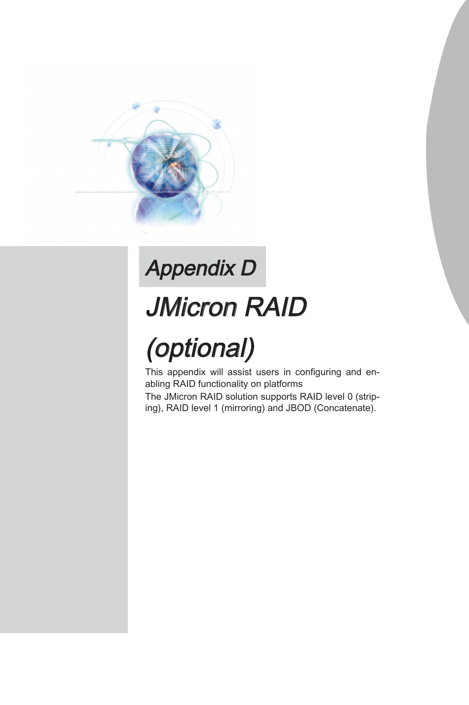 Appendix d, Jmicron raid, Optional) | Jmcron raid (optonal), Appendx d | MSI P67A-GD65 (B3) Manual User Manual | Page 93 / 110