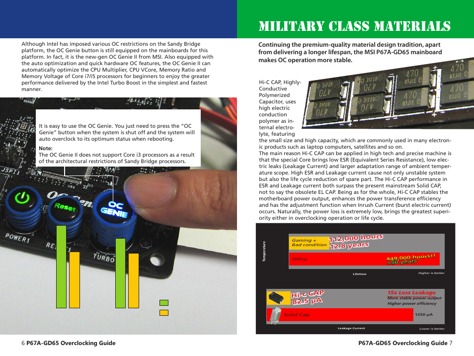 26% up, Next generation - oc genie ii, Military class materials | Oc genie button, Hi-c cap | MSI P67A-GD65 (B3) Quick Guide User Manual | Page 4 / 12
