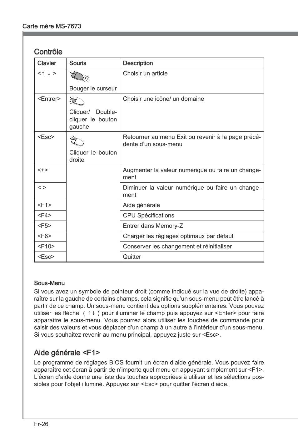 Contrôle, Ade générale <f1 | MSI P67A-G45 (B3) User Manual | Page 104 / 146