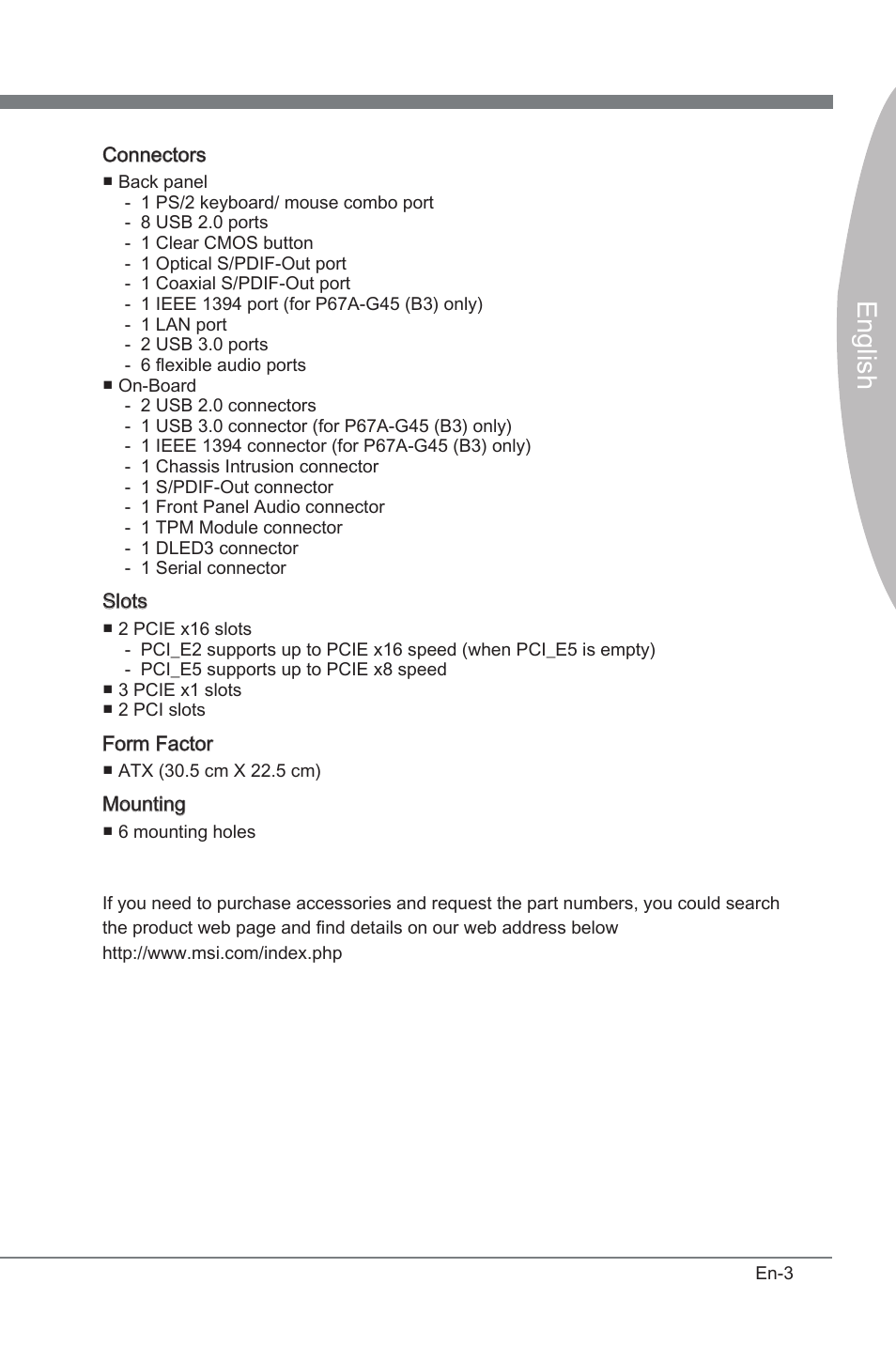 Engl sh | MSI P67A-G45 (B3) User Manual | Page 13 / 146