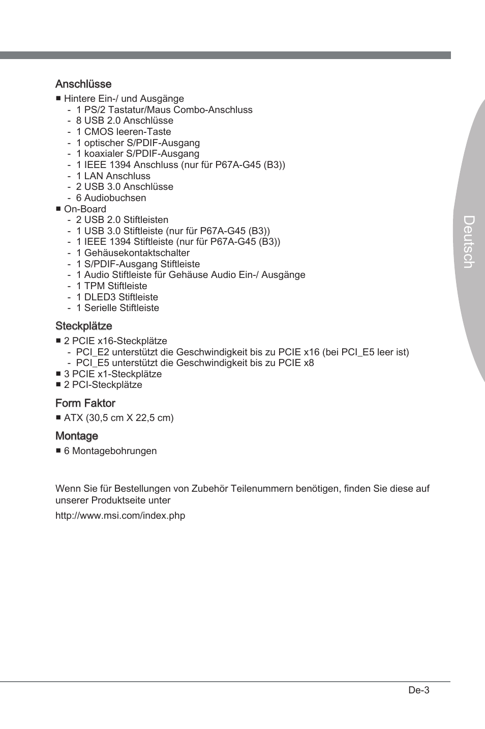 Deutsch | MSI P67A-G45 (B3) User Manual | Page 47 / 146
