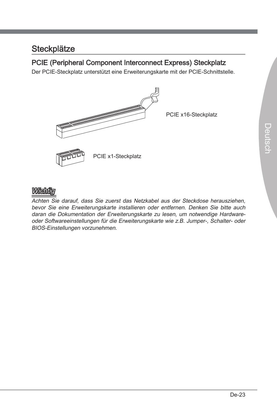 Steckplätze, Deutsch steckplätze | MSI P67A-G45 (B3) User Manual | Page 67 / 146