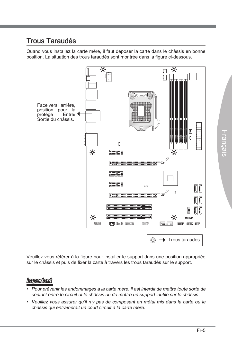 Trous taraudés, França s trous taraudés | MSI P67A-G45 (B3) User Manual | Page 83 / 146