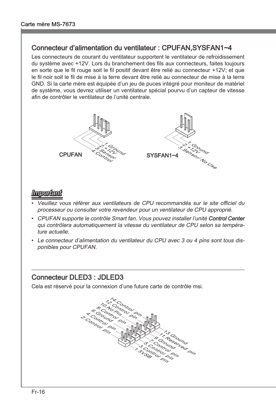 Important, Connecteur dled3 : jdled3 | MSI P67A-G45 (B3) User Manual | Page 94 / 146