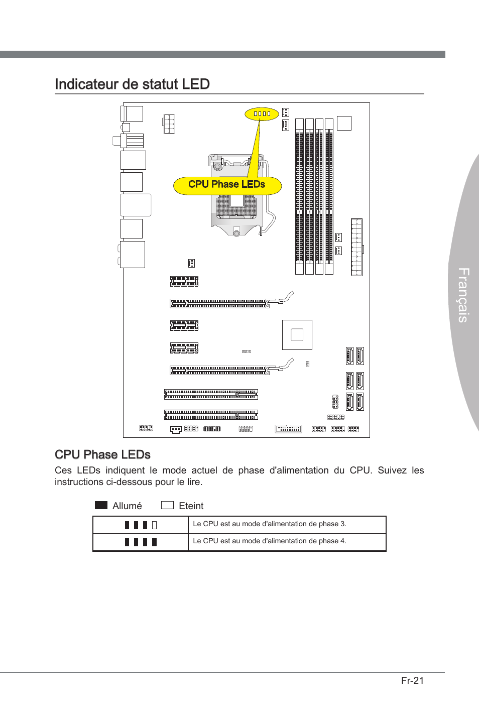 Indicateur de statut led, França s indcateur de statut led | MSI P67A-G45 (B3) User Manual | Page 99 / 146