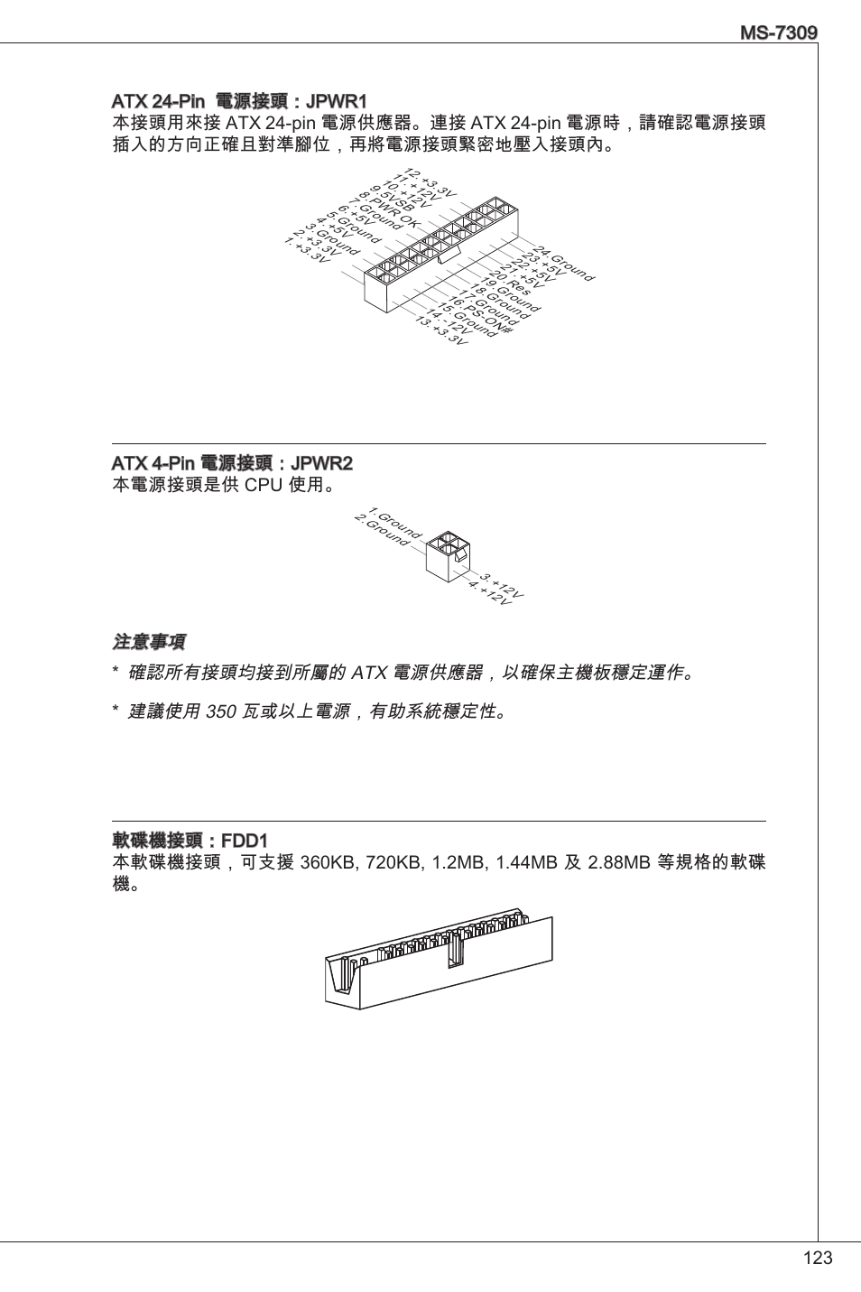 Atx 4-pin 電源接頭：jpwr2 本電源接頭是供 cpu 使用 | MSI K9N6PGM2-V2(FOR EUP v2.2) User Manual | Page 123 / 153