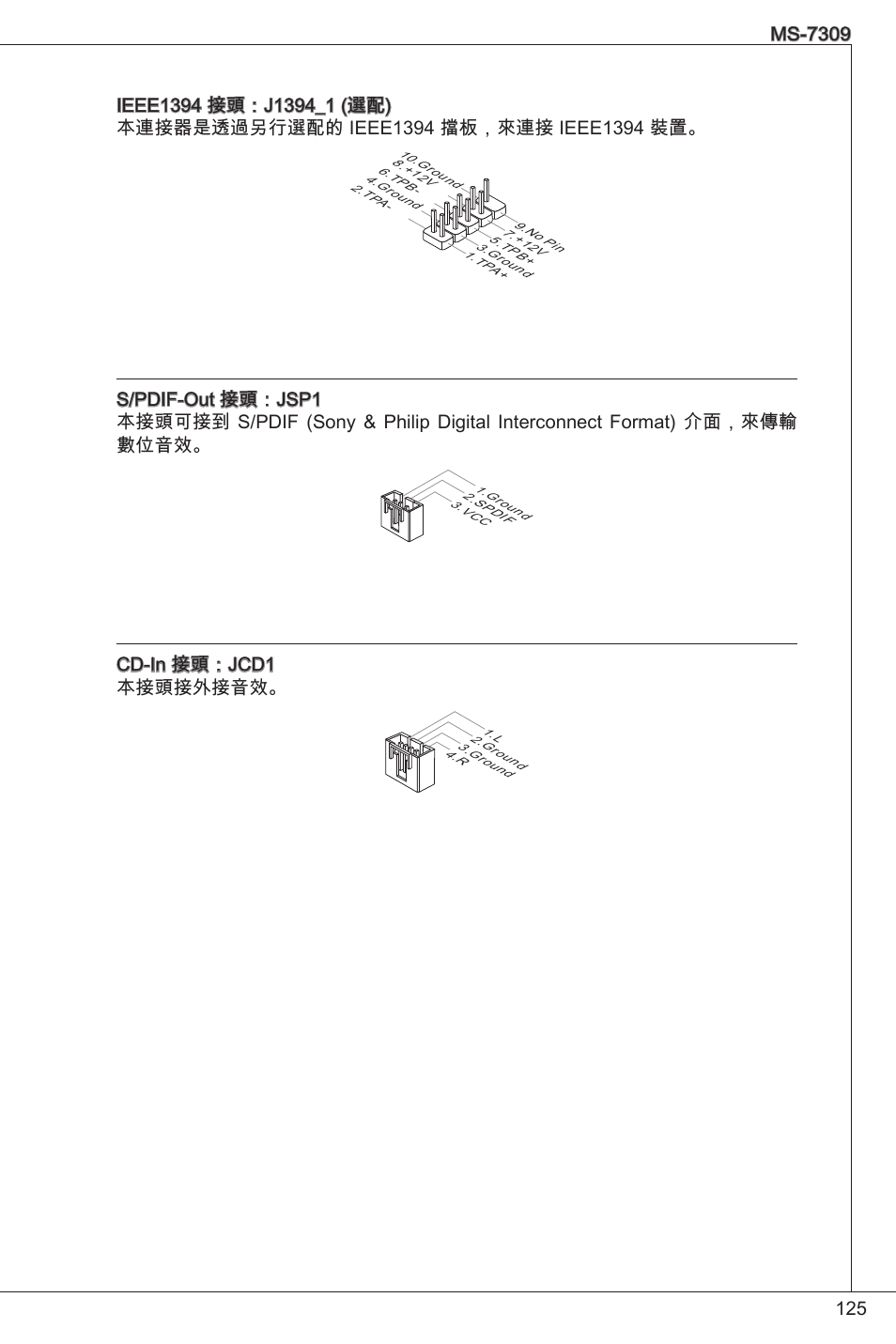 Cd-in 接頭：jcd 本接頭接外接音效 | MSI K9N6PGM2-V2(FOR EUP v2.2) User Manual | Page 125 / 153