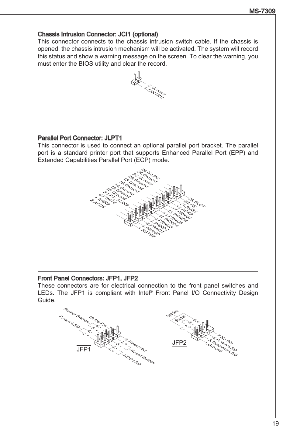 Front panel i/o connectivity design guide, Jfp2 | MSI K9N6PGM2-V2(FOR EUP v2.2) User Manual | Page 19 / 153