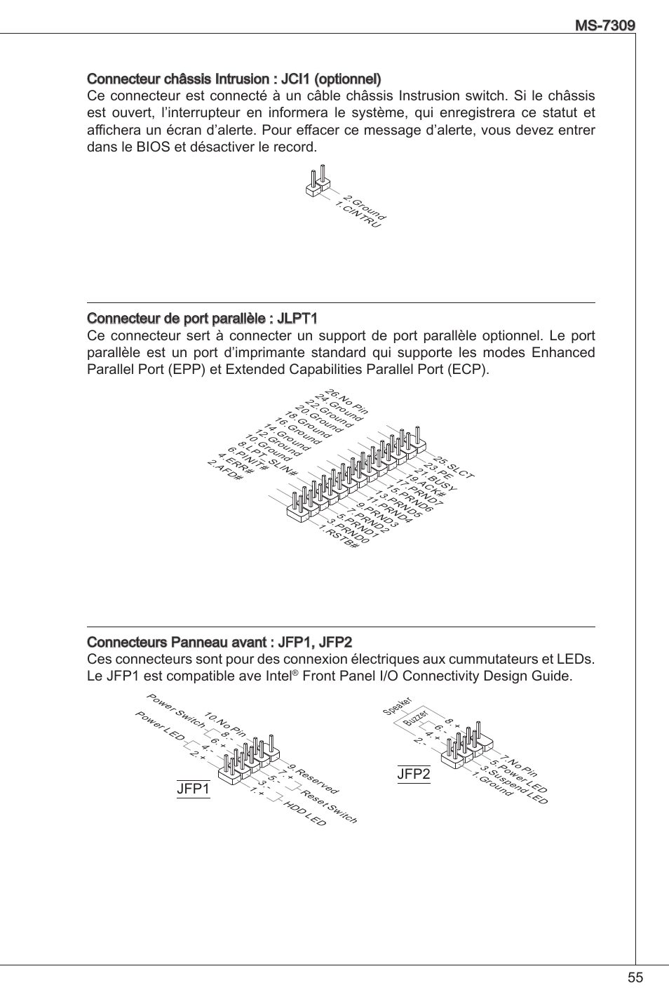 Front panel i/o connectivity design guide, Jfp2 | MSI K9N6PGM2-V2(FOR EUP v2.2) User Manual | Page 55 / 153