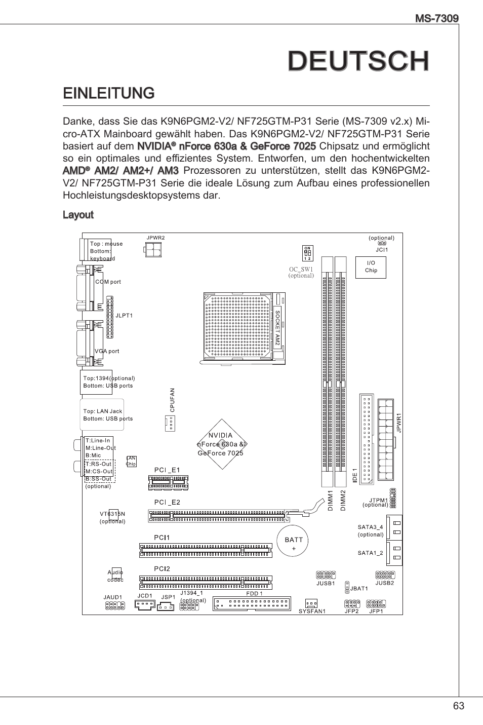 Deutsch, Einleitung | MSI K9N6PGM2-V2(FOR EUP v2.2) User Manual | Page 63 / 153