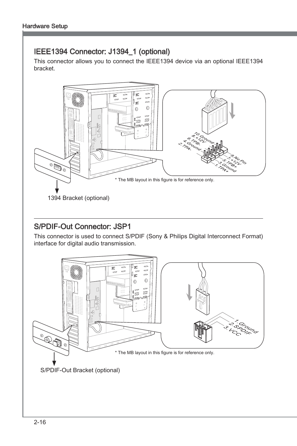 Chapter 2, S/pdif-out connector: jsp1 | MSI H67MA-E45 (B3) User Manual | Page 32 / 78