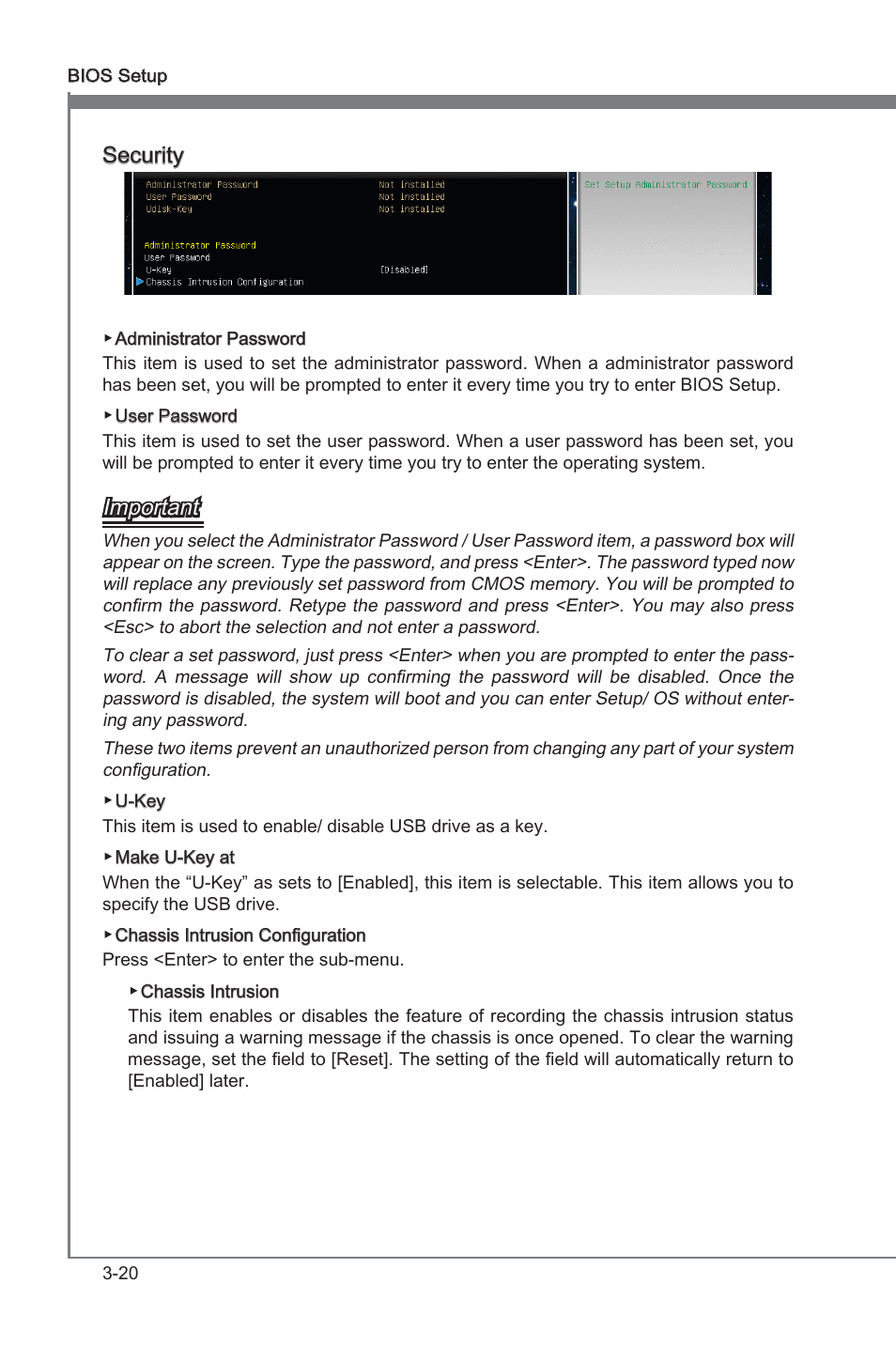 Securty, Important | MSI H67A-G43 (B3) User Manual | Page 54 / 78