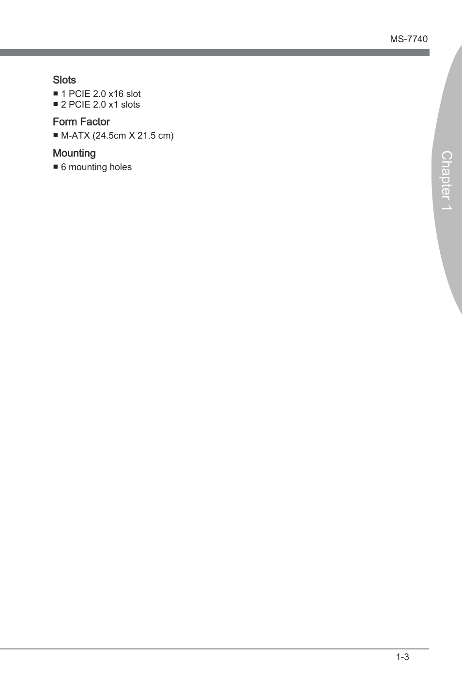 Chapter 1 | MSI H61MA-E35 (B3) User Manual | Page 11 / 58