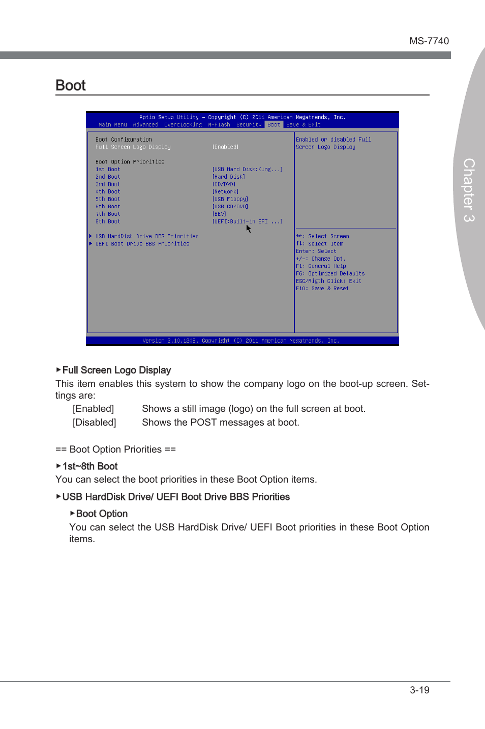Boot, Boot -19, Chapter 3 boot | MSI H61MA-E35 (B3) User Manual | Page 51 / 58