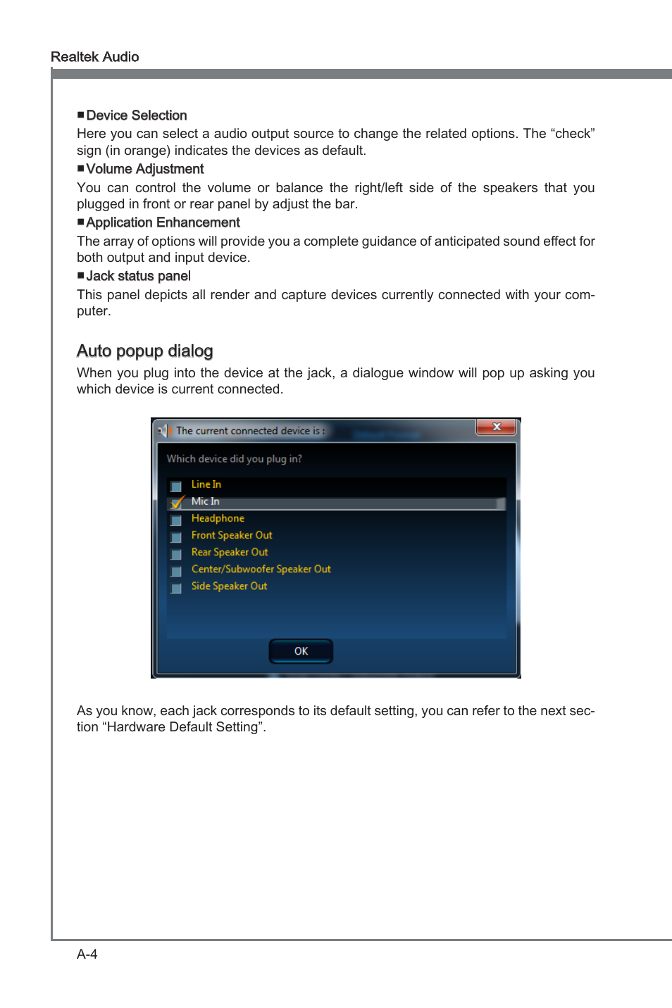 Appendix a, Auto popup dialog | MSI H61MA-E35 (B3) User Manual | Page 56 / 58