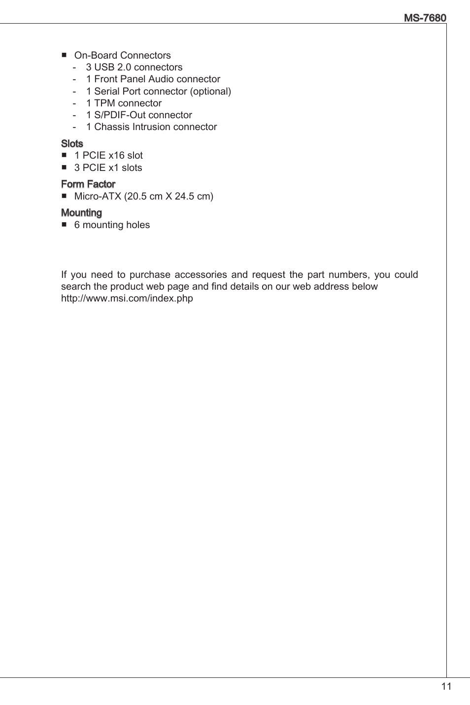 MSI H61M-P21 (B3) User Manual | Page 11 / 137