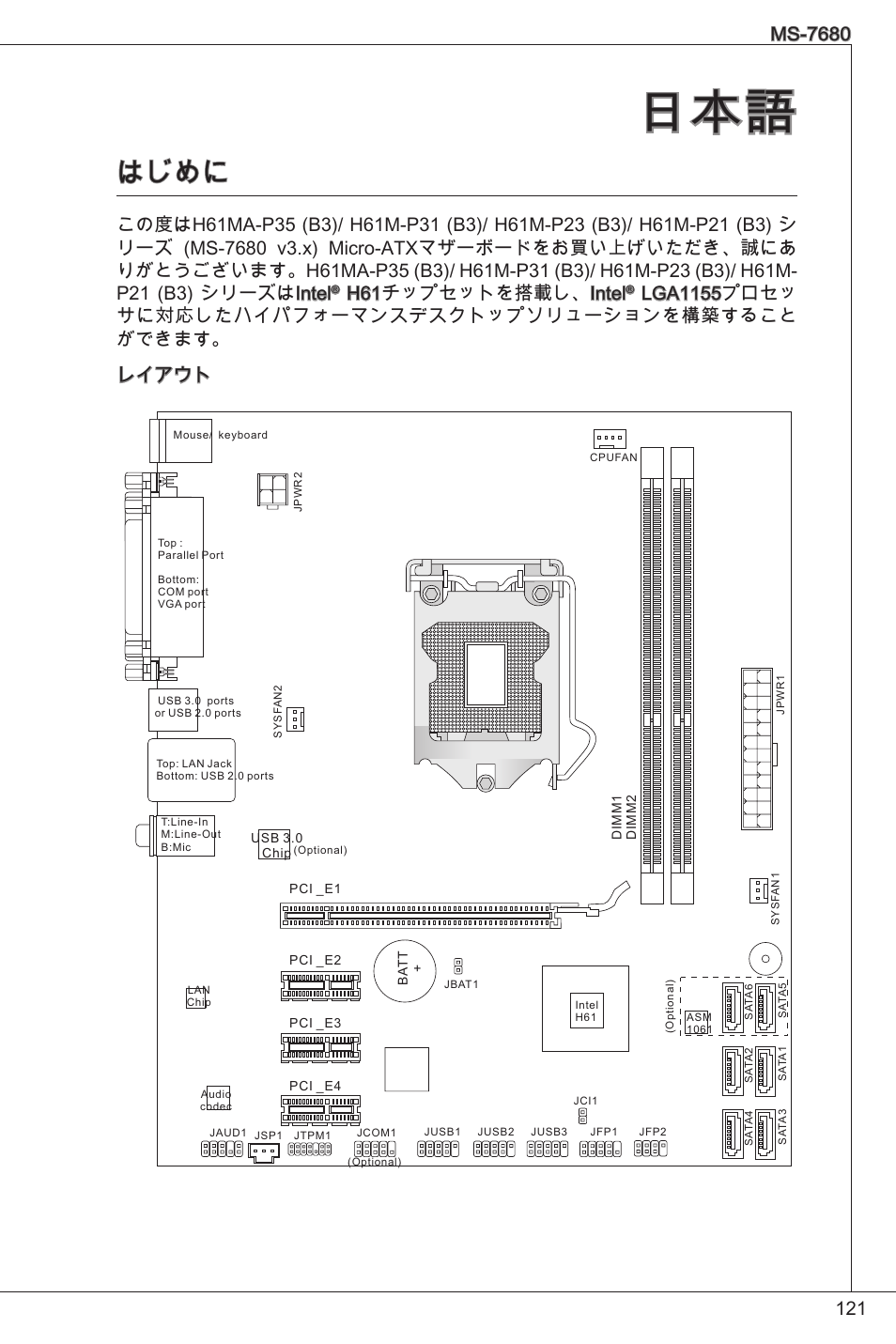 はじめに, H6チップセットを搭載し、intel | MSI H61M-P21 (B3) User Manual | Page 121 / 137