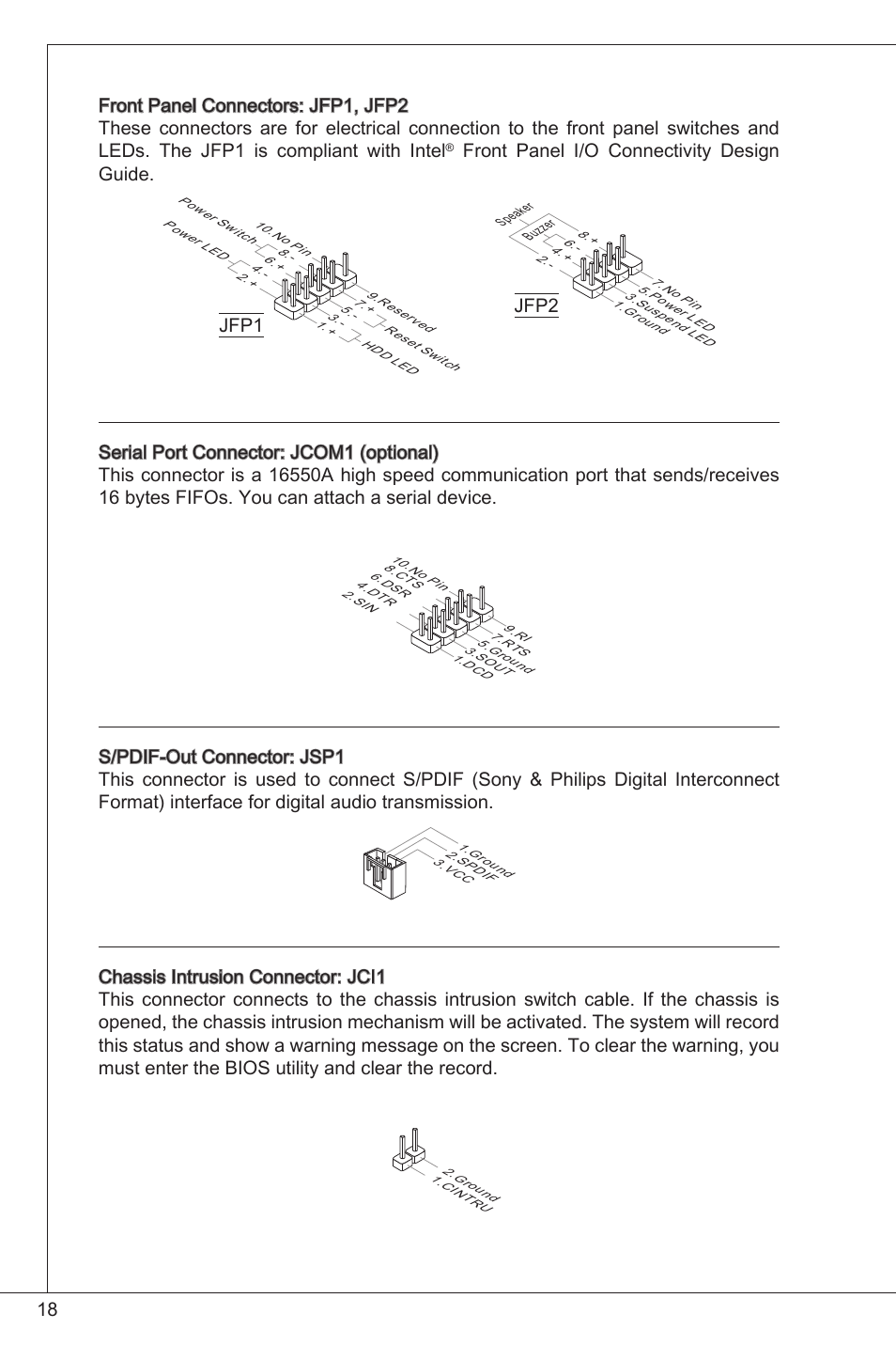 Front panel i/o connectivity design guide | MSI H61M-P21 (B3) User Manual | Page 18 / 137