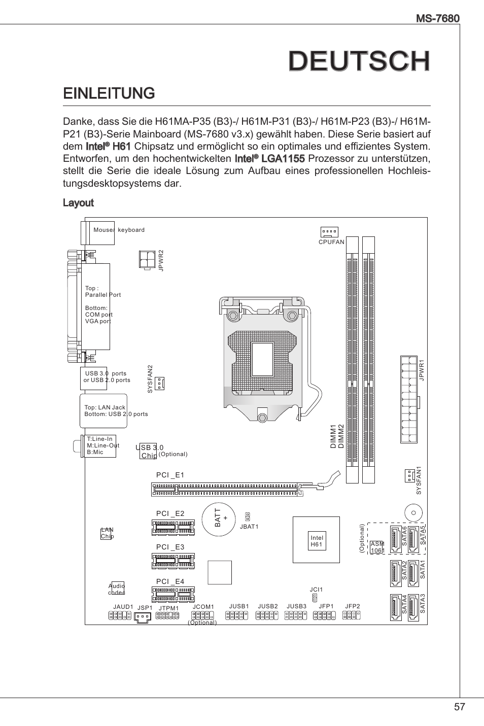 Deutsch, Einleitung | MSI H61M-P21 (B3) User Manual | Page 57 / 137