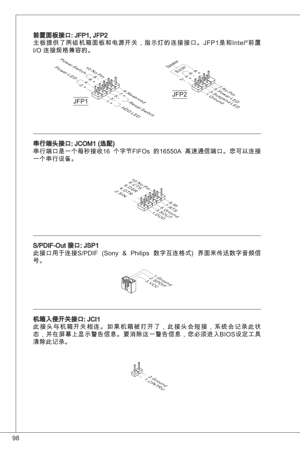 前置 i/o 连接规格兼容的 | MSI H61M-P21 (B3) User Manual | Page 98 / 137