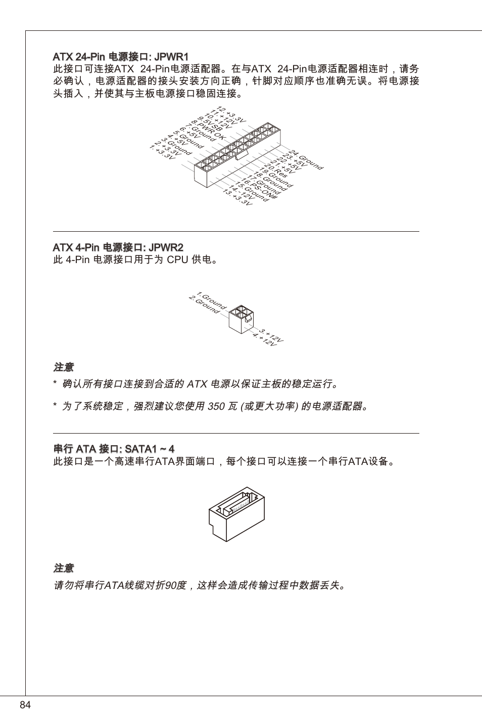 Atx 4-pin 电源接口: jpwr2 此 4-pin 电源接口用于为 cpu 供电 | MSI H61I-E35 (B3) User Manual | Page 84 / 121