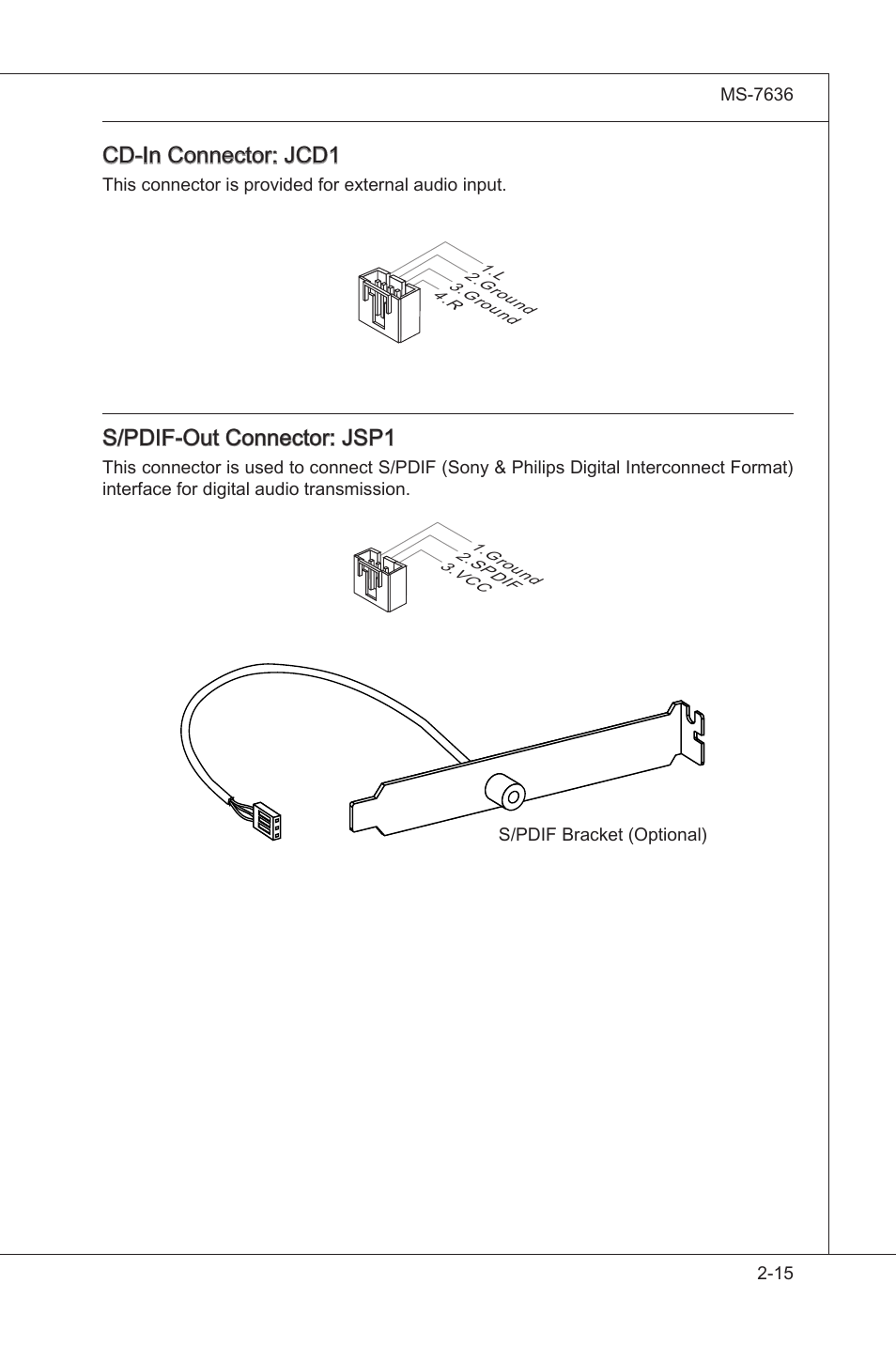 Cd-in connector: jcd1, S/pdif-out connector: jsp1 | MSI H55M-P33 User Manual | Page 31 / 88