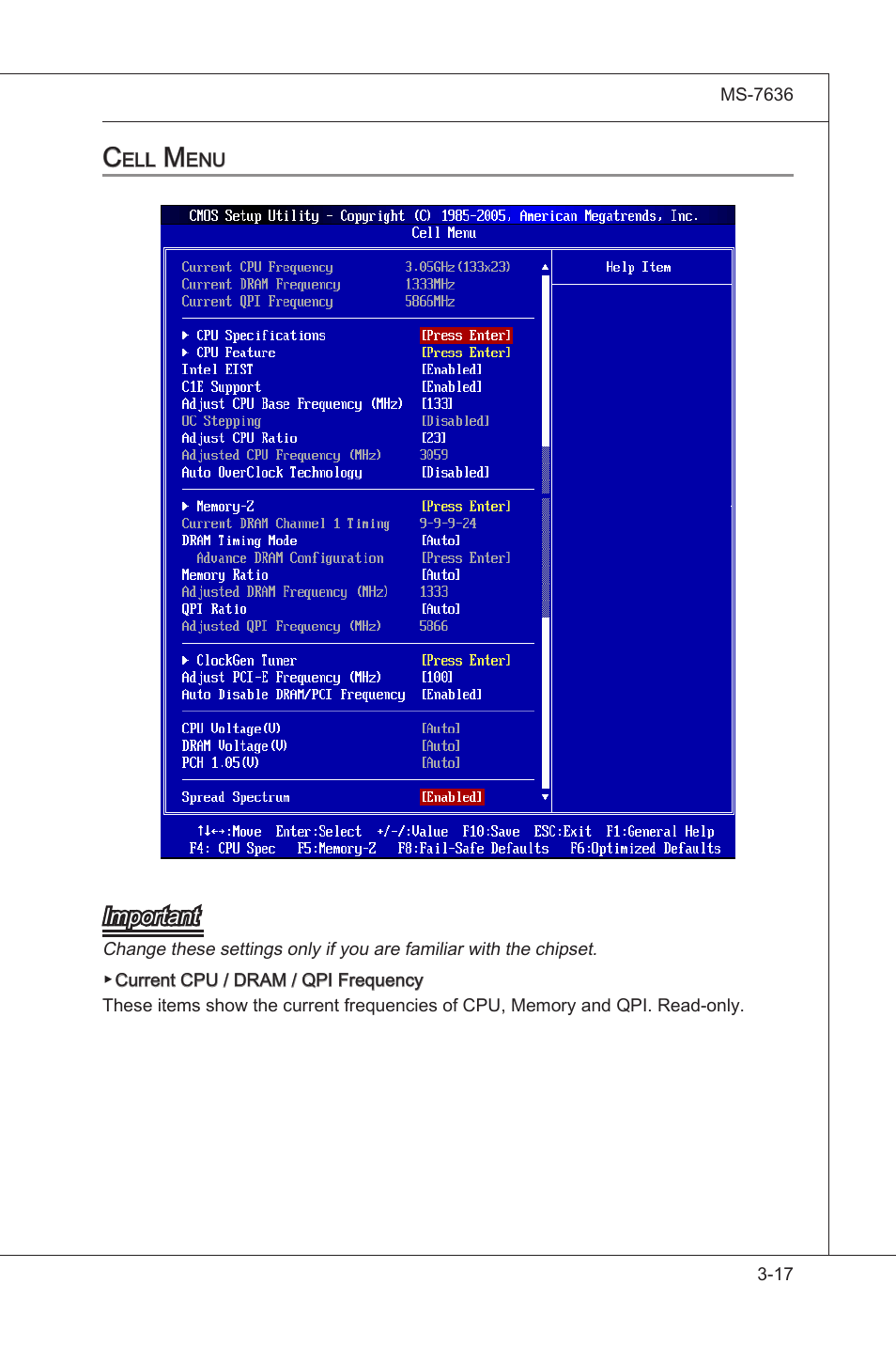 Cell menu, Cell menu -17 | MSI H55M-P33 User Manual | Page 53 / 88