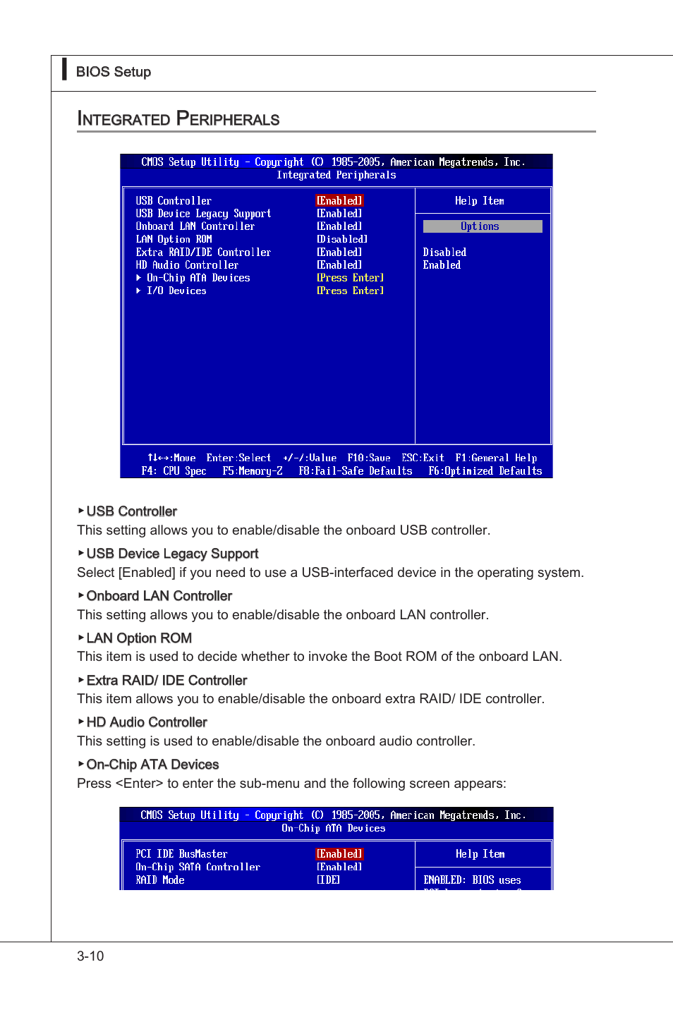 Integrated peripherals, Integrated perpherals -10 | MSI H55M-E33 User Manual | Page 48 / 90