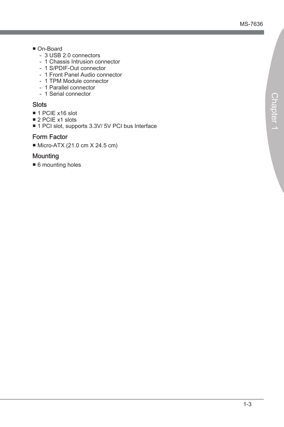 Chapter 1 | MSI H55M-E21 User Manual | Page 13 / 68