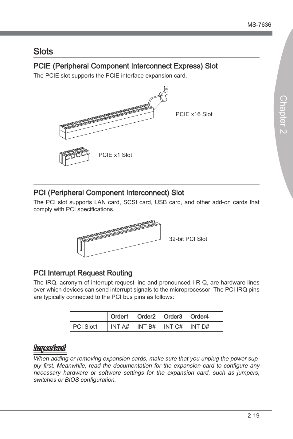 Slots -19, Chapter 2, Chapter 2 slots | MSI H55M-E21 User Manual | Page 35 / 68