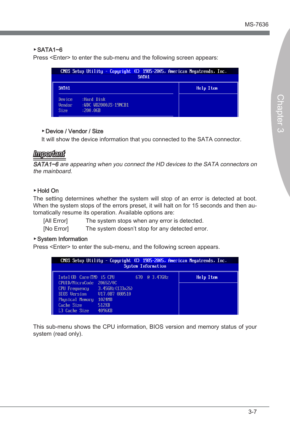 Chapter 3, Important | MSI H55M-E21 User Manual | Page 43 / 68