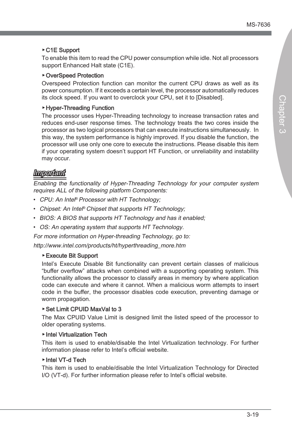 Chapter 3, Important | MSI H55M-E21 User Manual | Page 55 / 68