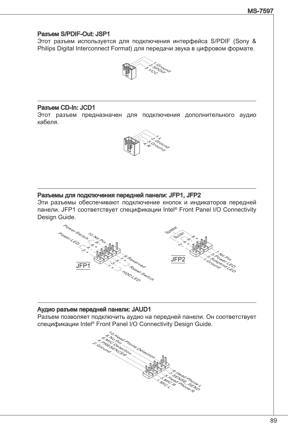 Front panel i/o connectivity design guide | MSI GF615M-P31 User Manual | Page 89 / 153