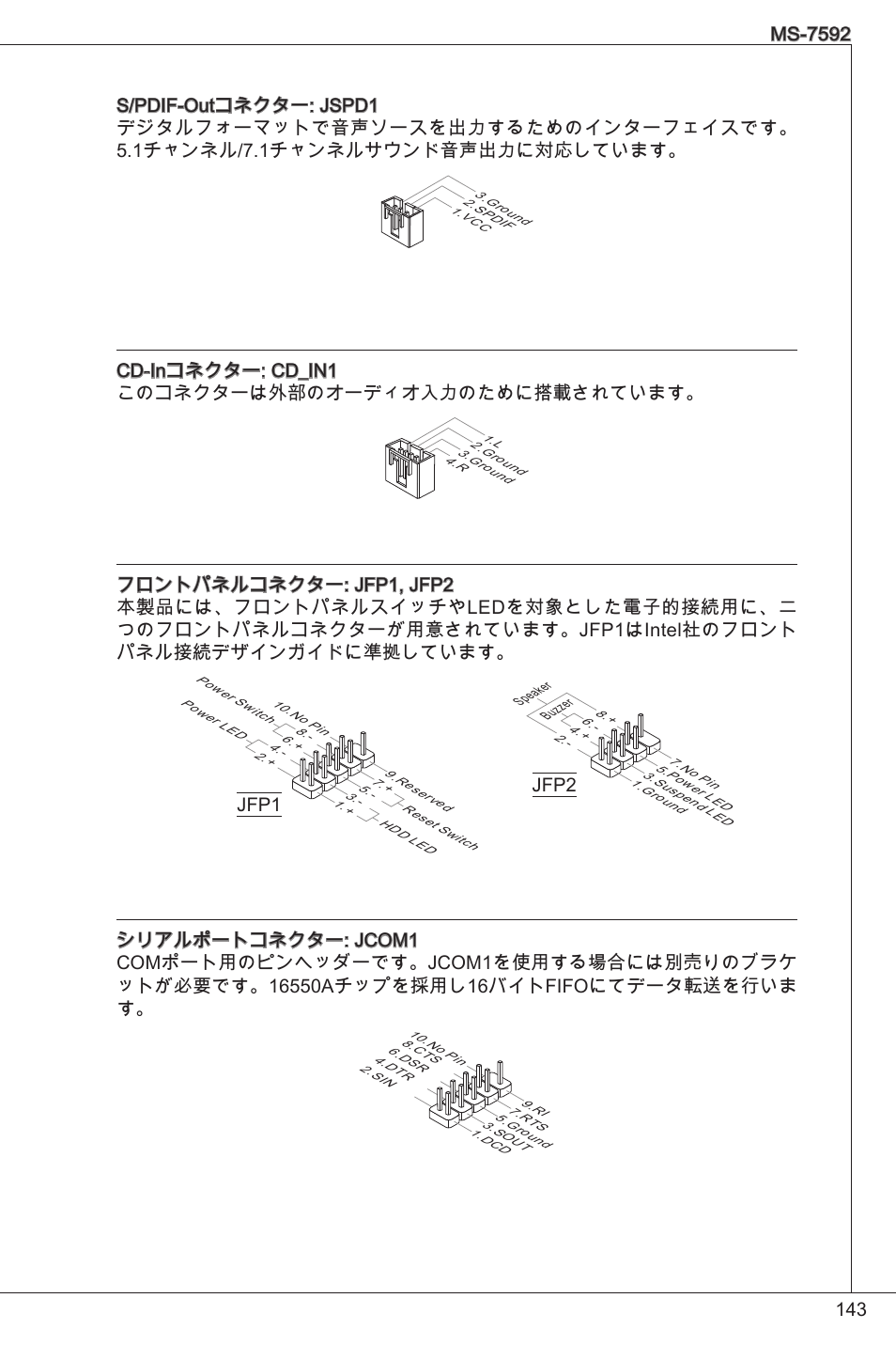 Cd-inコネクター: cd_in このコネクターは外部のオーディオ入力のために搭載されています | MSI G41M4-F User Manual | Page 143 / 153