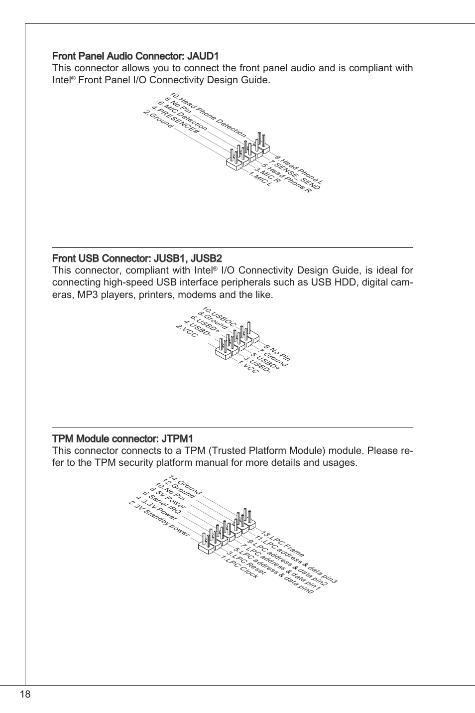 Front panel i/o connectivity design guide | MSI G41M4-F User Manual | Page 18 / 153