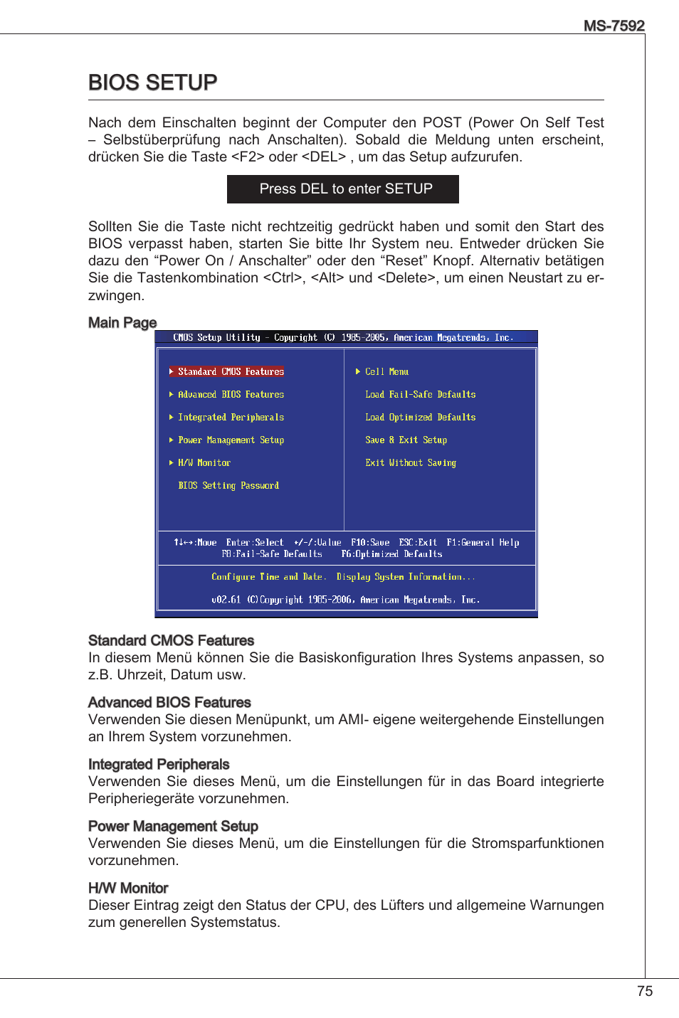 Bios setup | MSI G41M4-F User Manual | Page 75 / 153