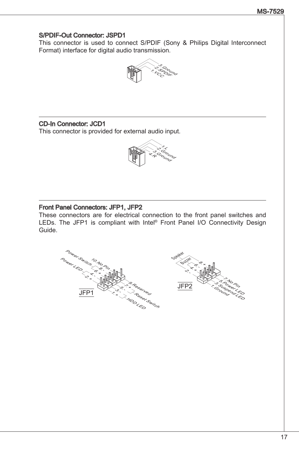 Front panel i/o connectivity design guide, Jfp2 | MSI G31TM-P21 User Manual | Page 17 / 153