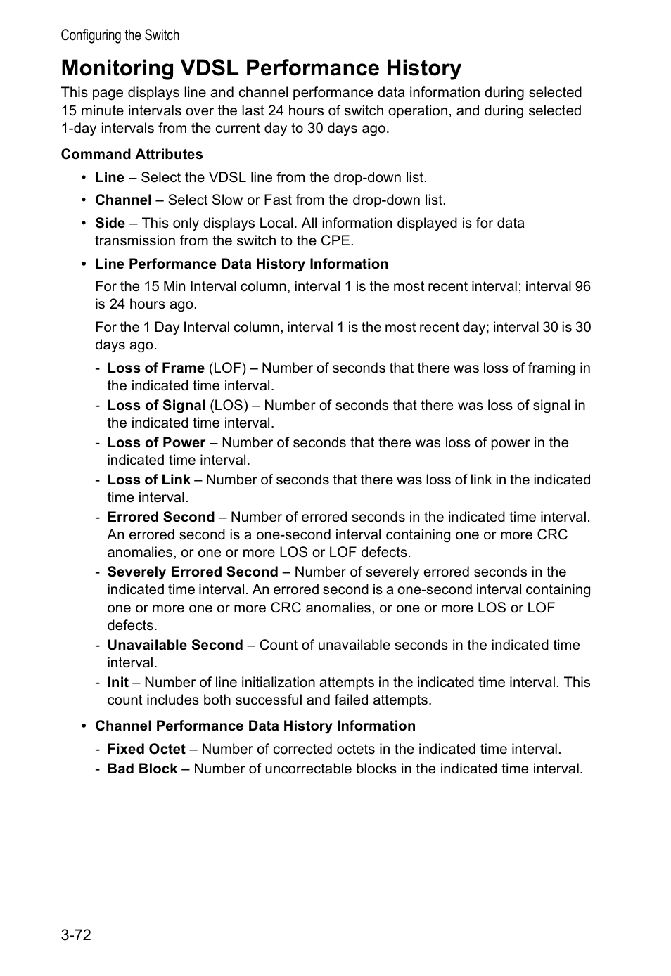 Monitoring vdsl performance history | Accton Technology VS4512DC User Manual | Page 102 / 334