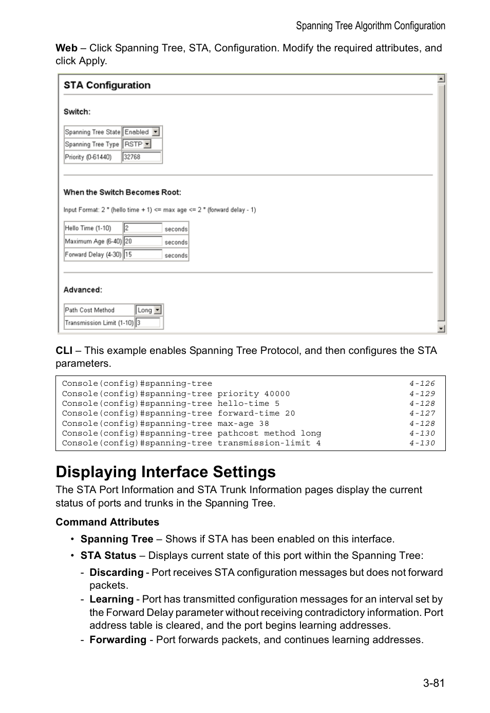 Displaying interface settings | Accton Technology VS4512DC User Manual | Page 111 / 334