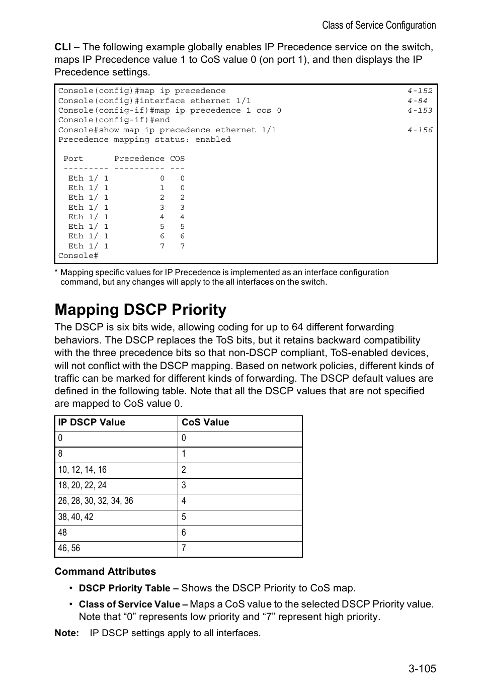 Mapping dscp priority | Accton Technology VS4512DC User Manual | Page 135 / 334