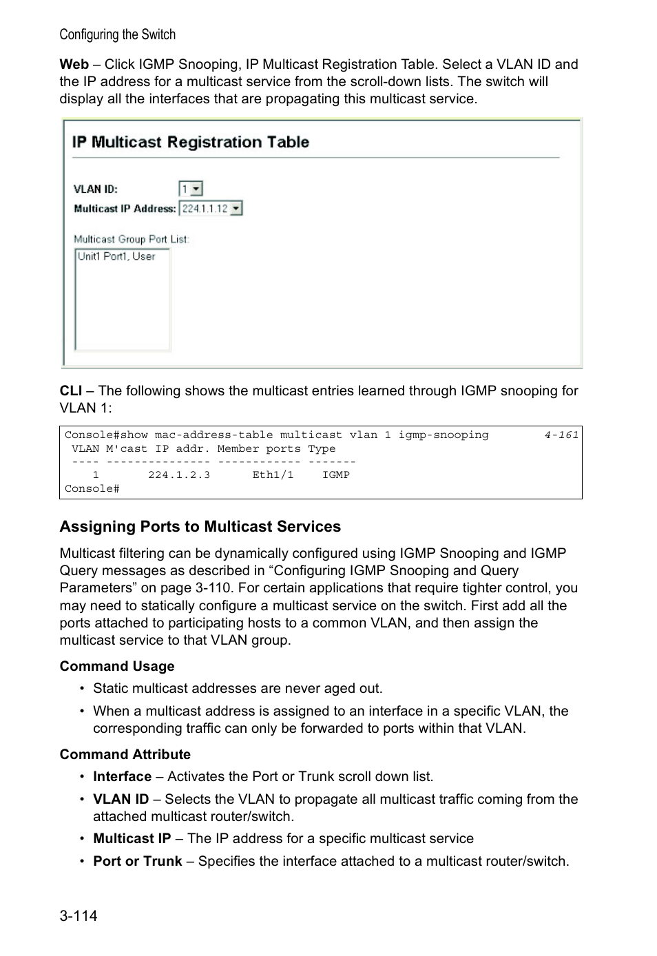 Assigning ports to multicast services | Accton Technology VS4512DC User Manual | Page 144 / 334