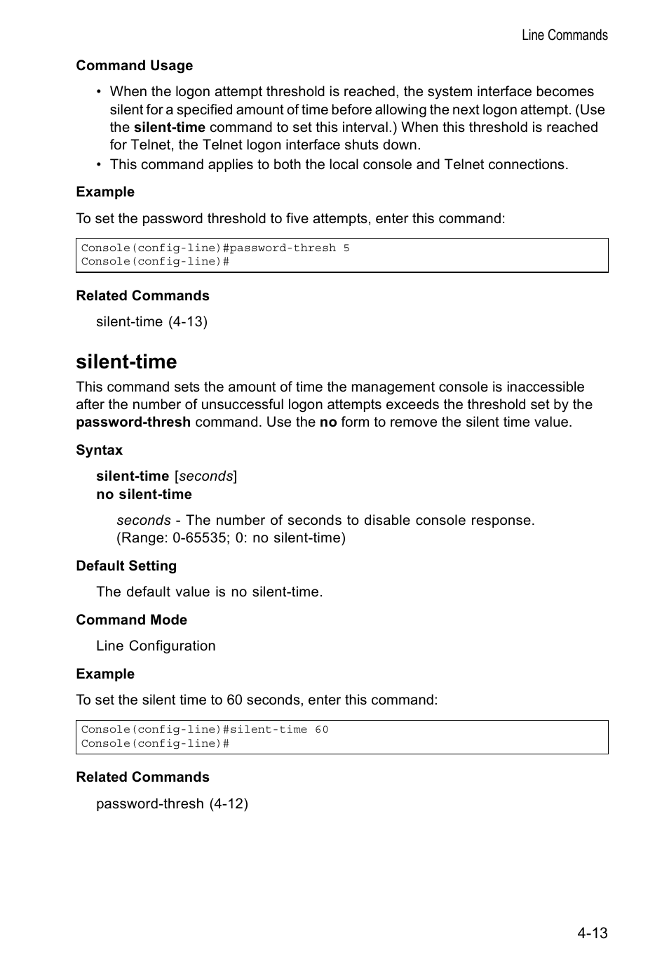 Silent-time, Silent-time 4-13 | Accton Technology VS4512DC User Manual | Page 159 / 334