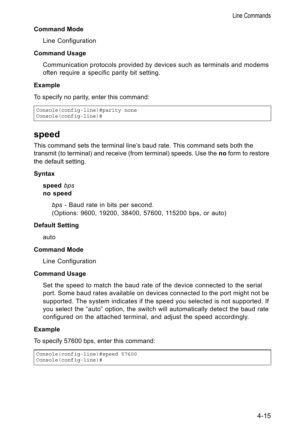 Speed, Speed 4-15 | Accton Technology VS4512DC User Manual | Page 161 / 334