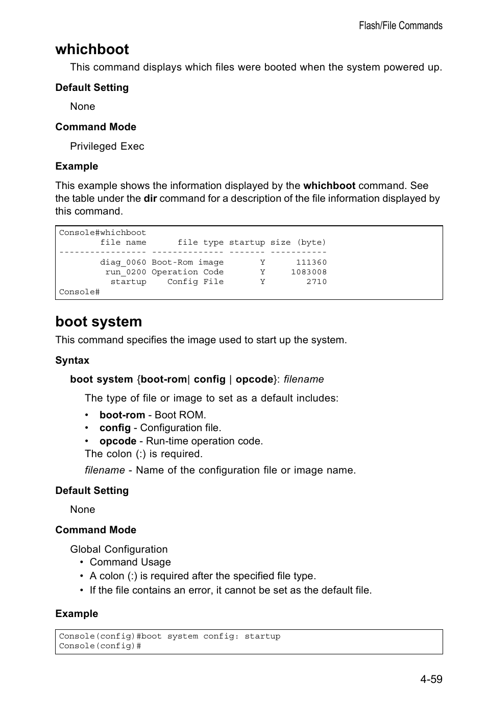 Whichboot, Boot system, Whichboot 4-59 boot system | Accton Technology VS4512DC User Manual | Page 205 / 334
