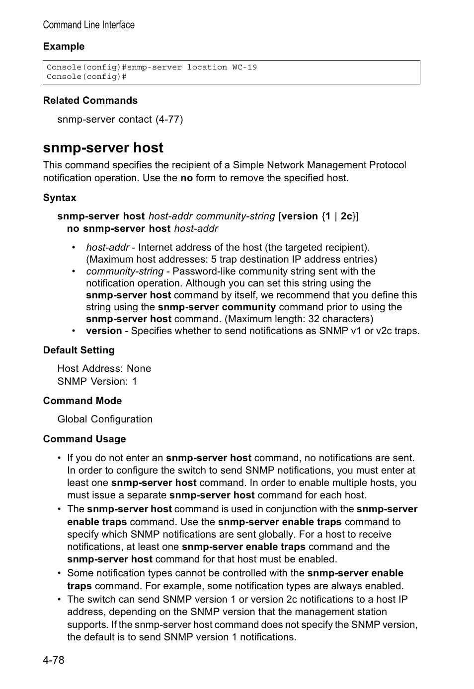 Snmp-server host | Accton Technology VS4512DC User Manual | Page 224 / 334