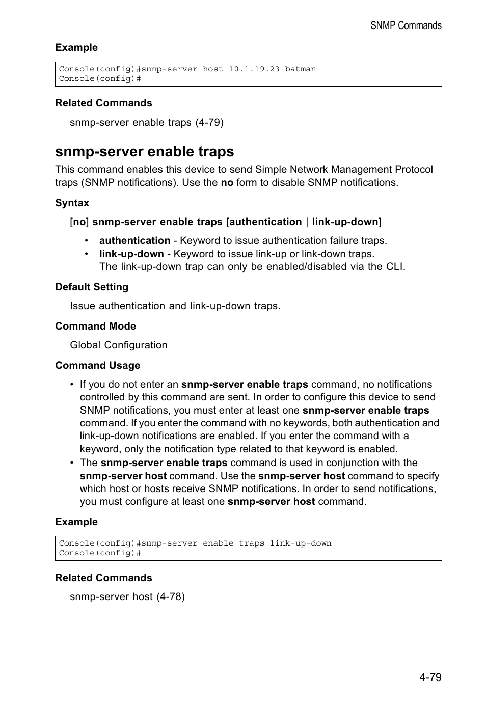 Snmp-server enable traps | Accton Technology VS4512DC User Manual | Page 225 / 334