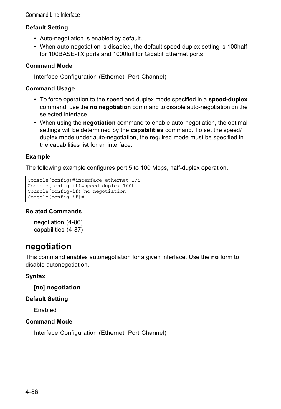 Negotiation, Negotiation 4-86 | Accton Technology VS4512DC User Manual | Page 232 / 334
